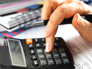 person using calculator