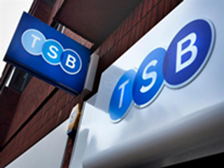 close up of tsb logo outside building