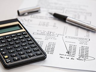 calculator and finance document