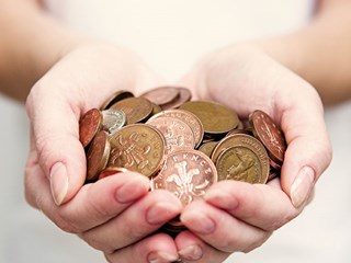 coins in hands