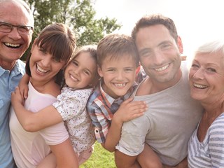 close up of a large happy family
