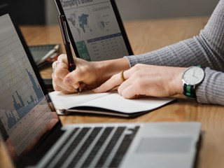 laptop on an office desk