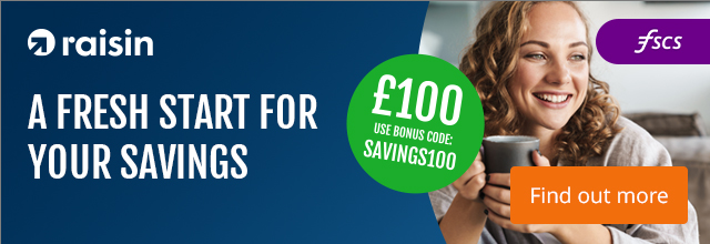 Raisin UK £100 Bonus Banner