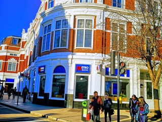 Metro bank branch in the street