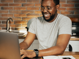 a man on a laptop