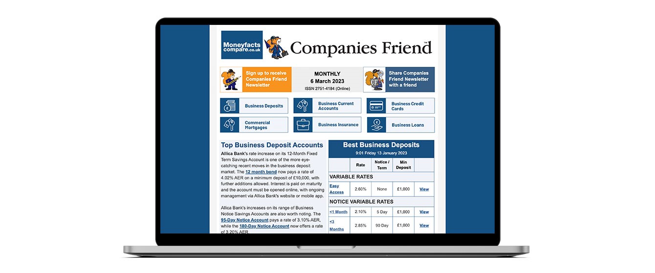Companies Friend Newsletter displayed on a laptop screen