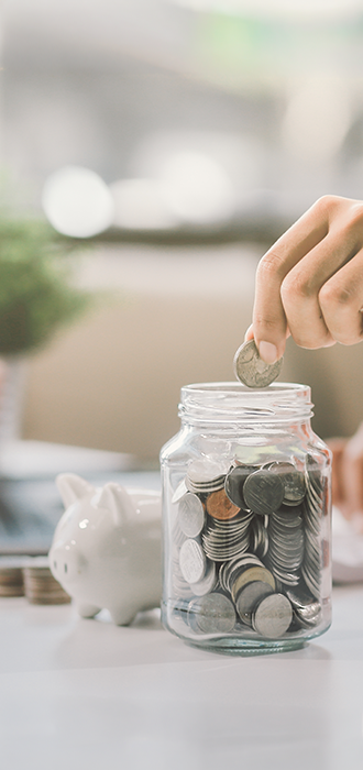 Piggy bank plus coin jar