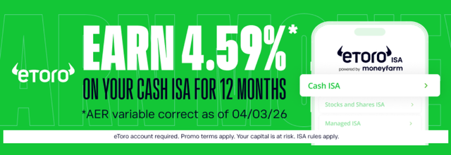 eToro cash ISA powered by Moneyfarm