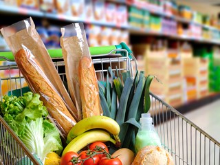 Groceries in a shopping trolley