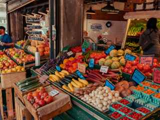 Market stall selling fresh produce