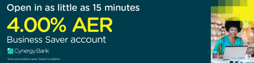 Cynergy Advert - Business Saver Account 4.0% AER and opening takes as little as 15 minutes