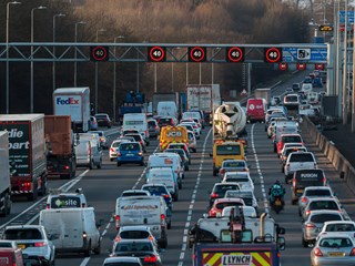a traffic jam of vehicles