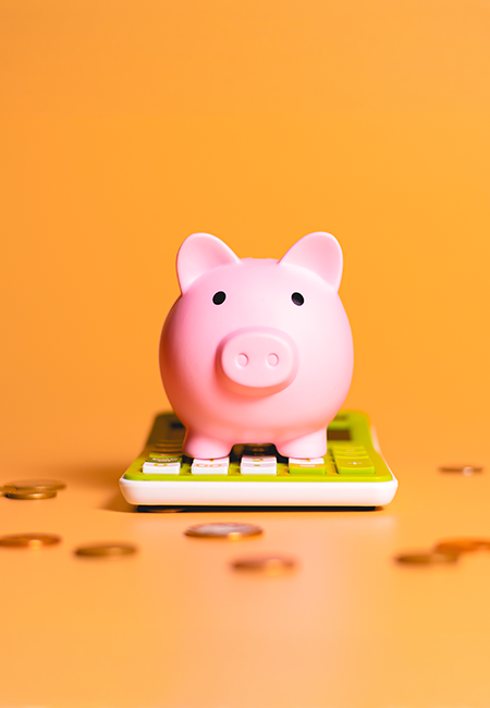 Piggy bank on calculator