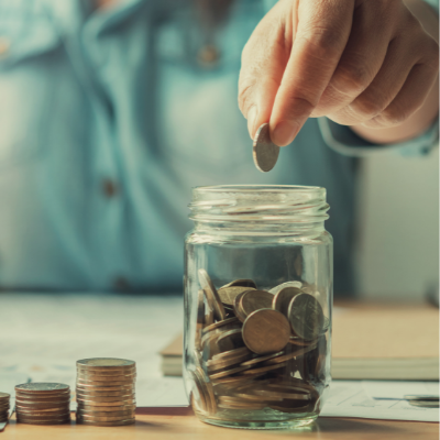 Putting savings into a jar 