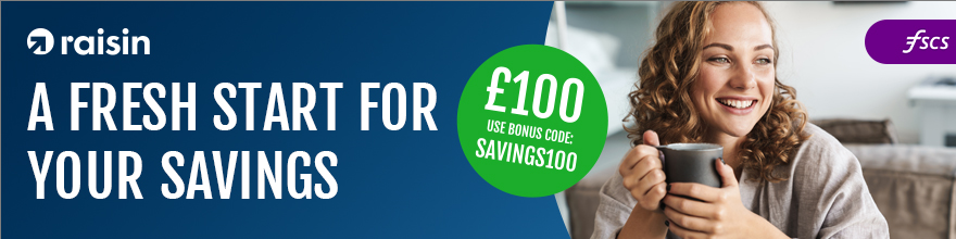 Raisin UK £100 Bonus Banner