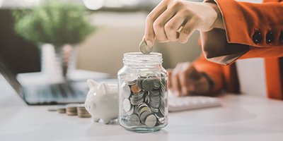 Piggy bank plus coin jar