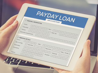 payday loan website on an electronic tablet