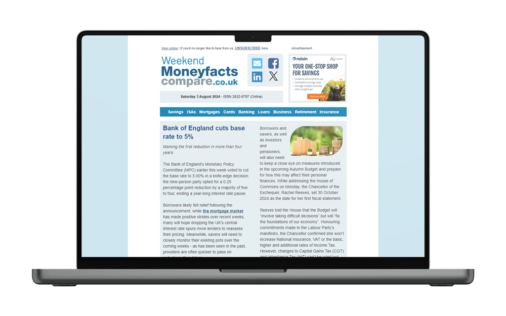 Weekend Moneyfactscompare.co.uk Newsletter Laptop