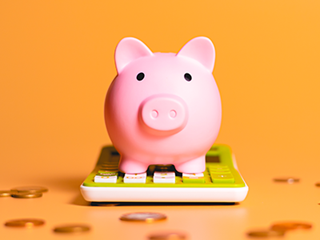 Piggy bank on calculator