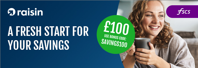 Raisin UK £100 Bonus Banner