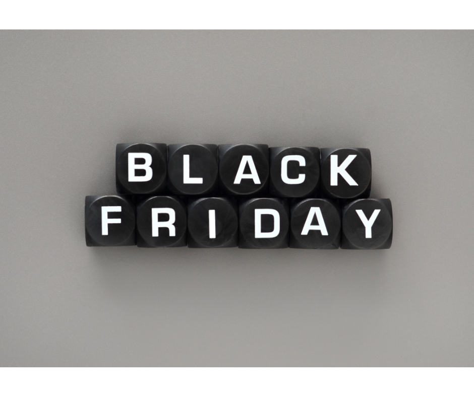 Black Friday written in on black letter tiles