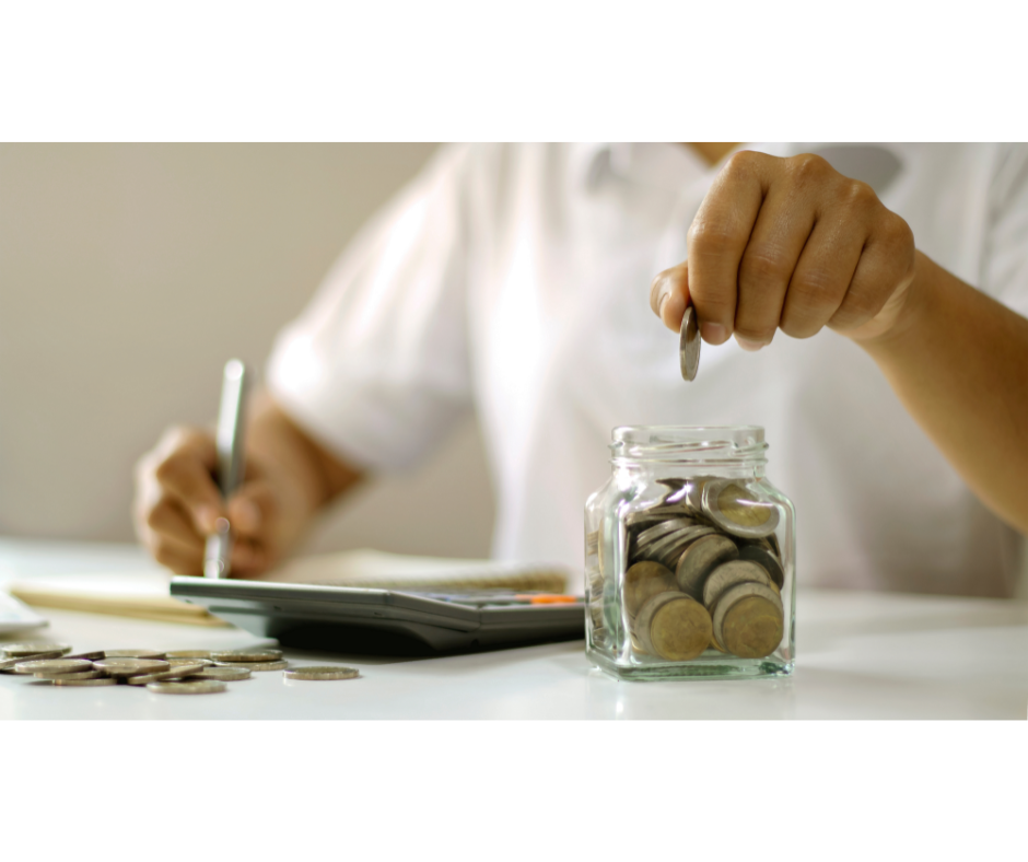 Person calculating savings interest