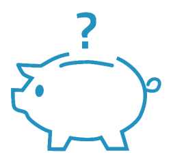 Piggy bank icon with a question mark above it