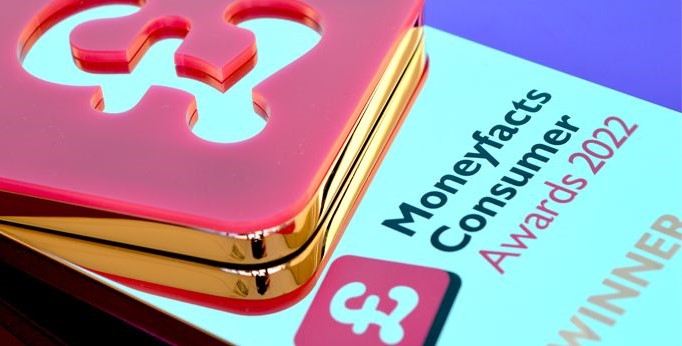 Photo of a Moneyfacts Consumer Awards Trophy