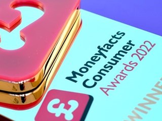 Photo of a Moneyfacts Consumer Awards Trophy