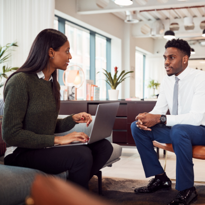 Two people having a meeting